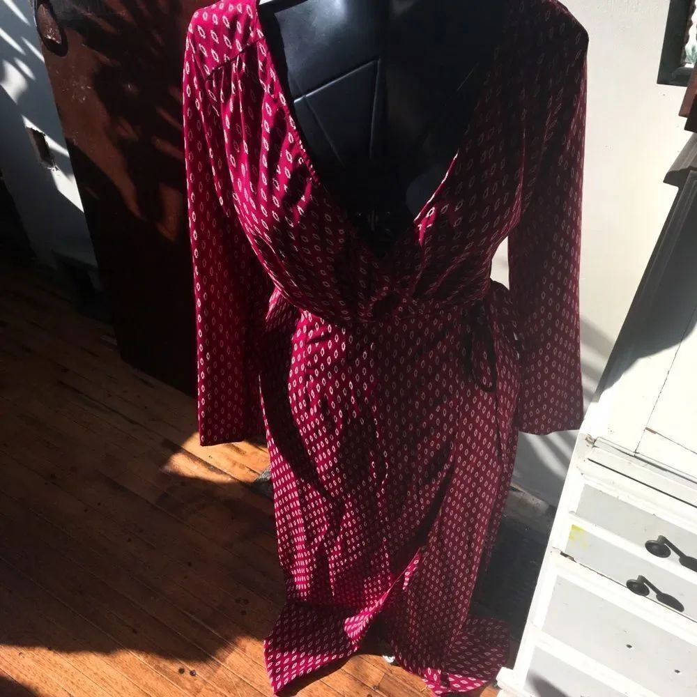 Lulu’s dark red S elegant boho wrap maxi dress